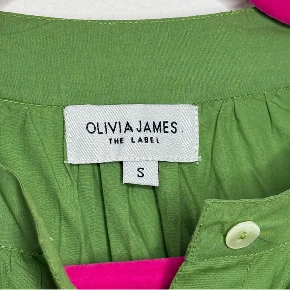 Olivia James Green Balloon Sleeve Button Down Shirt Size S - Picture 6 of 6